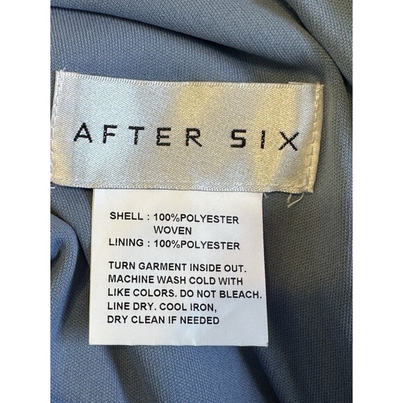 NWT AFTER SIX Size 2 Bowed One-Shoulder Crepe Trumpet Gown In Larkspur Blue - Picture 12 of 13